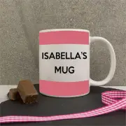 Personalised Rose Pink Stripes Mug
