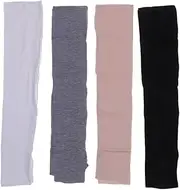 [Ipetboom] 4Pair Sunscreen Mitten Gloves for Outdoor Sports UV Protection Breathable Long Fingerless Design Black White Light Grey Complexion for Cycling and Sun