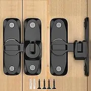 2 Pack Barn Door Lock, 90/180 Degree Gate Latches, Zinc Alloy Right Angle Door Lock Latch, Barn Door Hasp Latch for Barn, Garden, Bathroom, Cabinet, Window, Sliding Door (Black-2PCS)