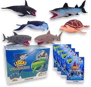 #sbabam Funny Box Legend of Animals Sea Predators Toys for Kids: Soft Stretchy Dolls - Tiger Shark, Orca, Manta, Barracuda - Kid