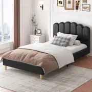 ALFORDSON Bed Frame Upholstered Platform Base Leather Black - Single Size