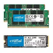 Crucial 32GB (2x1GB) DDR4 2666MHz SODIMM Memory - P1 1TB 3D NAND NVMe PCIe SSD