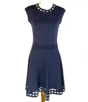 NWT Navy Ted Baker London Kathryn Cutwork Knitted Skater Dress in Sz: 10 (Ted’s