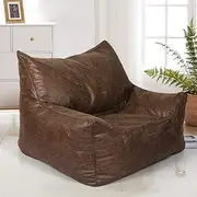 Marlow Bean Bag Chair Cover PU Indoor Home Game Lounger Seat Lazy Sofa Classic Sofa Chairs Cover Indoor Home Lounger, Game Seat, Lazy Sofa(Large, Dark Brown)