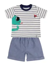 Lilly and Sid 2pc Lizard Applique T-Shirt & Chambray Short Set