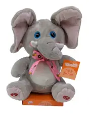 Toymazing Peek-A-Boo Gray Elephant Plush Singing Ear Flapping 13” New w Tags