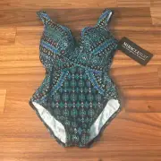 Miraclesuit Amarna Criss Cross Escape One Piece Swimsuit new size 10
