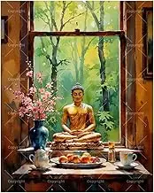 TAOPAOLAB Zen Buddha Still Life Paint by Numbers Kit for Adults - DIY Buddha and Peach Offering Painting on Canvas 16x20In, Acrylic Paint Set, Suitable for Beginners, Art for Home Decoration or Gifts