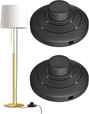 DoRight Black Round Foot Switch, Lamp Foot Push Switch Standard Lamp Round in-Line Foot Pedal Lamp Switch Use for Floor Lamp Standing Lamp Table Lights Desk Lamp, Waterproof IP44, 50V-440V, 2 Packs
