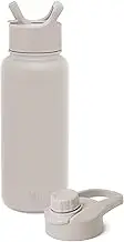 Simple Modern Water Bottle with Straw and Chug Lid Vacuum Insulated Stainless Steel Metal Thermos Bottles | Reusable Leak Proof BPA-Free Flask for Sports | Summit Collection | 32oz, Almond Birch