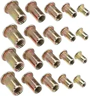 Gatuida Insulation Fastener Kit 100 Pcs Carbon Steel Rivet Nuts Zinc Plated Threaded Inserts Lightweight for Professional DIY Projects