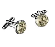 Gothic Memento Mori Skeleton Silver Glass Horror Cufflink Set w/ Box - 131