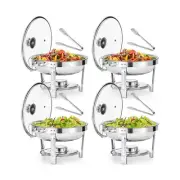 Chafing Dish Buffet Set, 4 Pack 5 qt Round Chafers for Catering with Glass Li...