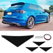 4X For Audi A3 A4 Shark Fin Rear Bumper Diffuser Lip Splitters Trim Curved Base