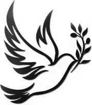 Dove of Peace Olive Branch Metal Wall Art – Olive Branches Peace Black Outline W