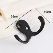 8Pcs Wall Hooks Zinc Alloy Double Prong Retro Hook for Hanging Towel Black