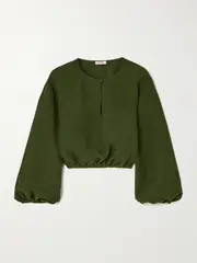 [Eres] Eres - L'intemporel Auguste Gathered Linen Top - Green - medium medium Green