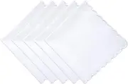 [ElevateTech] Men's Handkerchiefs, Soft Cotton Scalloped Hankies White Handkerchiefs for Women Pocket Square Towel for Wedding Party, 11 Inches, White, One size