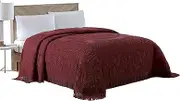 Beatrice Home Fashions Medallion Chenille Bedspread, Queen, Burgundy