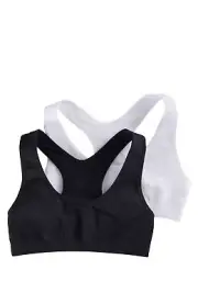 Micro Mesh Racerback Black White Sports Bra Size X-Large (Stain)