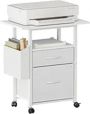 GYIIYUO 2 Fabric Drawer File Cabinet with 24'' Extended Tabletop, Mobile Filing Cabinet, Rolling Vertical File Cabinet with Storage Bag, Fits A4 Size, Home Office, White