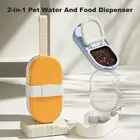 Bpa-free Dog Water Bottle Dispenser Portable 2-in-1 Food Container