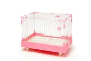 YES4PETS Large Pink Pet Dog Cage Cat Rabbit Crate Kennel With Potty Pad And Wheel