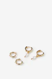 [Rubi] Rubi - 2Pk Mid Earring - Gold plated pearl drop OS GOLD PLATED PEARL DROP