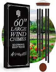 60" Extra Large Wind Chimes for Outside Deep Tone - Soothing Deep Tone Wind Chimes Outdoor Unique, Big Deep Tone Wind Chimes for Outside, Huge Long Windchimes Outdoors Deep Tones