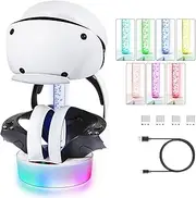 Charging Station for PS5 VR2, ZHUOVERCI PSVR2 Adjustable RGB Gradient Light on Stand&Base, 4Pcs Magnetic Connector Support with Fast Charging&Led Indicator Accessories for VR2 Controllers, White