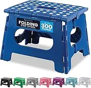 Handy Laundry Folding Lightweight Step Stool is Sturdy Enough to Support Adults and Safe Enough for Kids. Opens Easy with One Flip. Great for Kitchen, Bathroom or Bedroom. (Blue)