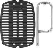 [DELSbbq] 7582 Cast Iron Grill Grate and 60040 Grill Burner for Weber Q100 Q120 Q1000 Q1200 Baby Q 386001 386002 516002 516001 50060001 5106000 Grills, Replacement Parts for 7644, 60040