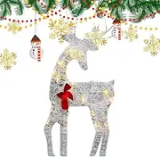 Lighted Christmas Deer - Iron Moose Lighted Bell Bow,Deer Yard Lights Decor, Christmas Deer Decor for Festive Display