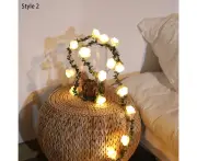 3m 20LEDs Solar Light Powered Ivy Vine Fairy String Light Garden Outdoor Wall - Rose Flower