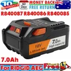 7AH For RIDGID Compatible AEG 18V Li-Ion Battery R840087 R840086 R840085 L1830R