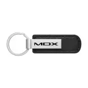 Acura MDX Black PU Leather Strap Silver Metal Bar UV Printed Key Chain