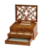 在飛比找樂天市場購物網優惠-三層四葉草首飾盒木質 實木首飾盒 歐式首飾盒 木