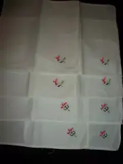 VINTAGE 8 PIECE TABLE CLOTH NAPKINS SET SIZE 10 " INCH SQUARE CROSS STITCH NWOT