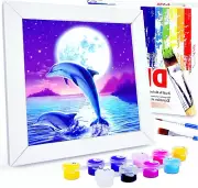 Paint by Number for Adults and Kids, Animals Dolphin Paint by Numbers Kit for Be