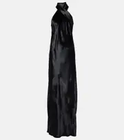 [Galvan] Galvan Pandora halterneck satin gown AU 8 black