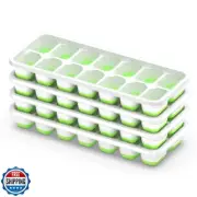 ChefAide Ice Cube Tray with Lid, 4 Packs 56 Cubes Durable Stackable Ice Cube