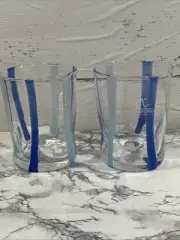 Alessandro Coppola Mirando Glasses 2-Set 12oz Rocks Glasses Blue Stripes Italy