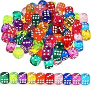 Kisangel 100 Pcs Colorful Dice for Classroom Party Games Mini Gaming Dice with Storage Box Multi Purpose Fun Safe Design for Board Games Teaching Activities