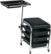 Generic Manicure Tool Cart with Adjustable Height And Storage Drawers for Salon, Black