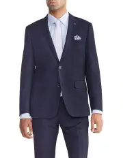 [Van Heusen] Birdseye Tailored Check Suit Jacket in Blue