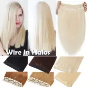 Invisible 100% Remy Wire In Human Hair Extensions Hidden Headband Weft One Piece