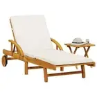 vidaXL Sun Lounger with Cushion and Table Solid Wood Acacia STP