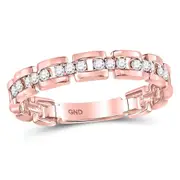 10kt Rose Gold Round Diamond Rolo Link Stackable Band Ring 1/5 Cttw