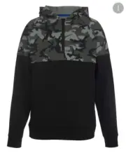 UNIVIBE BIG BOYS WOODVAL QUARTER ZIP PULLOVER HOODIE BLACK-GREY SIZE M