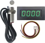 DIGITEN 4 Digital Green LED Tachometer RPM Speed Meter+Hall Proximity Switch ...
